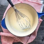 Pan filled with Béchamel Sauce ready to serve.